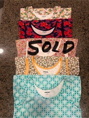Lands' End Mixed Floral & Geo Tank Set - Teal, Navy, Pink, Yellow